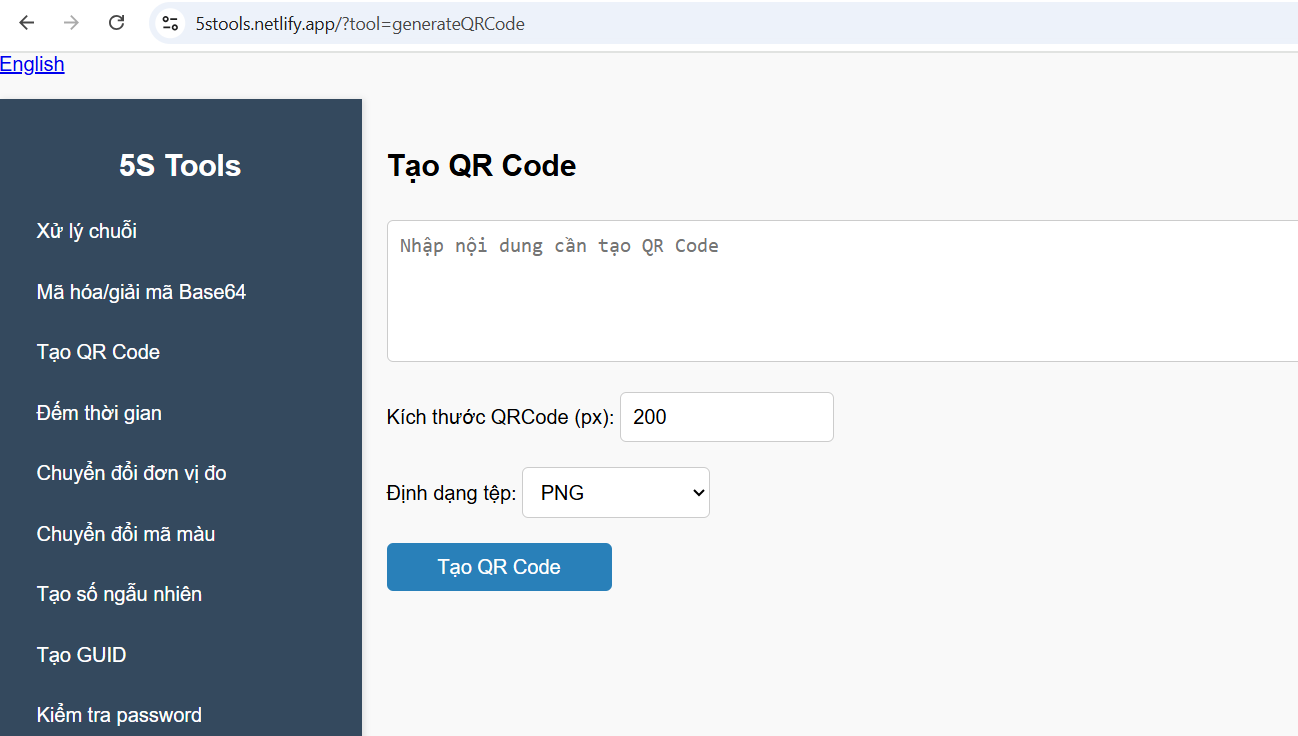 Full source code Javascript + HTML: Bộ công cụ xử lý chuỗi, base64, tạo QR Code, chuyển đổi đơn vị tính, mã màu...