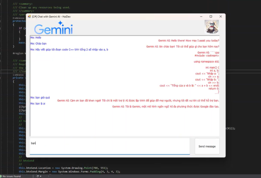 Chat with Gemini AI (Chat với trợ lý ảo AI)