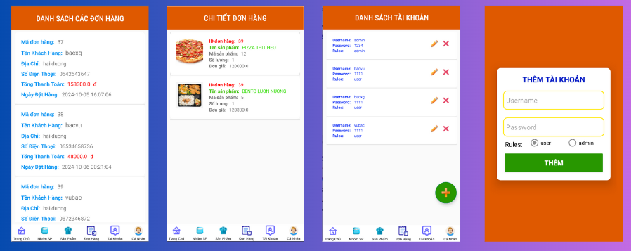 (ANDROID JAVA + SQLITE) App bán hàng đặt đồ ăn android có đầy đủ chức năng quản trị và đặt hàng, xem giỏ hàng thanh toán, xem chi tiết đơn hàng,...