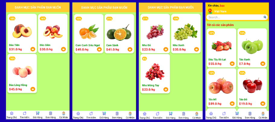 (ANDROID JAVA + SQLITE + BÁO CÁO WORD) App bán trái cây android có quản trị và người dùng, đánh giá sản phẩm sau khi mua, đặt hàng, tiến trình thực hiện đơn hàng, các chức năng. thêm, sửa, xóa