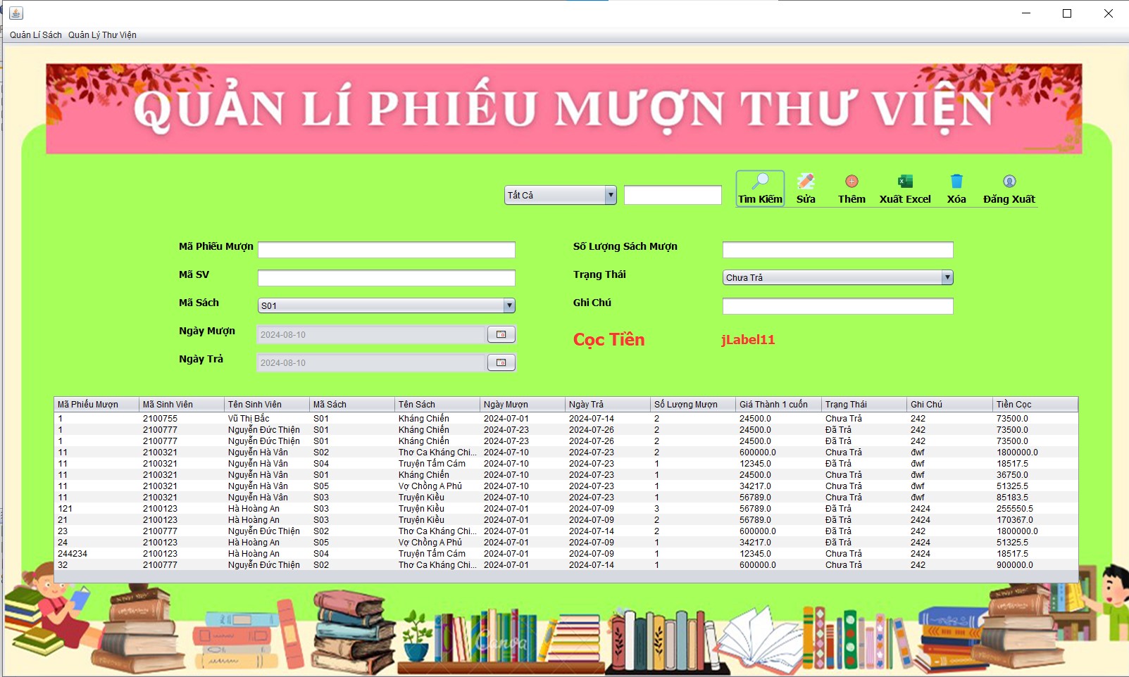 Đồ án + Báo Cáo + Slide phần mềm quản lí thư viện bằng JAVA SWING theo mô hình MVC và SQLSERVER đạt 9.5 điểm đầy đủ chức năng quản trị (có cả bản báo cáo và Slide)..