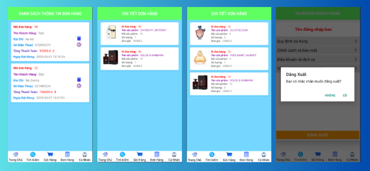 (ANDROID JAVA + SQLITE + BÁO CÁO WORD ) App bán hàng nước hoa đẹp android có đầy đủ chức năng quản trị và đặt hàng.