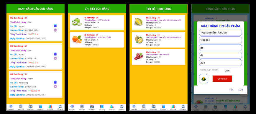 (ANDROID KOTLIN+ SQLITE +BÁO CÁO WORD) App bán trái cây nông sản android kotlin có đầy đủ chức năng quản trị và đặt hàng,mini chat.