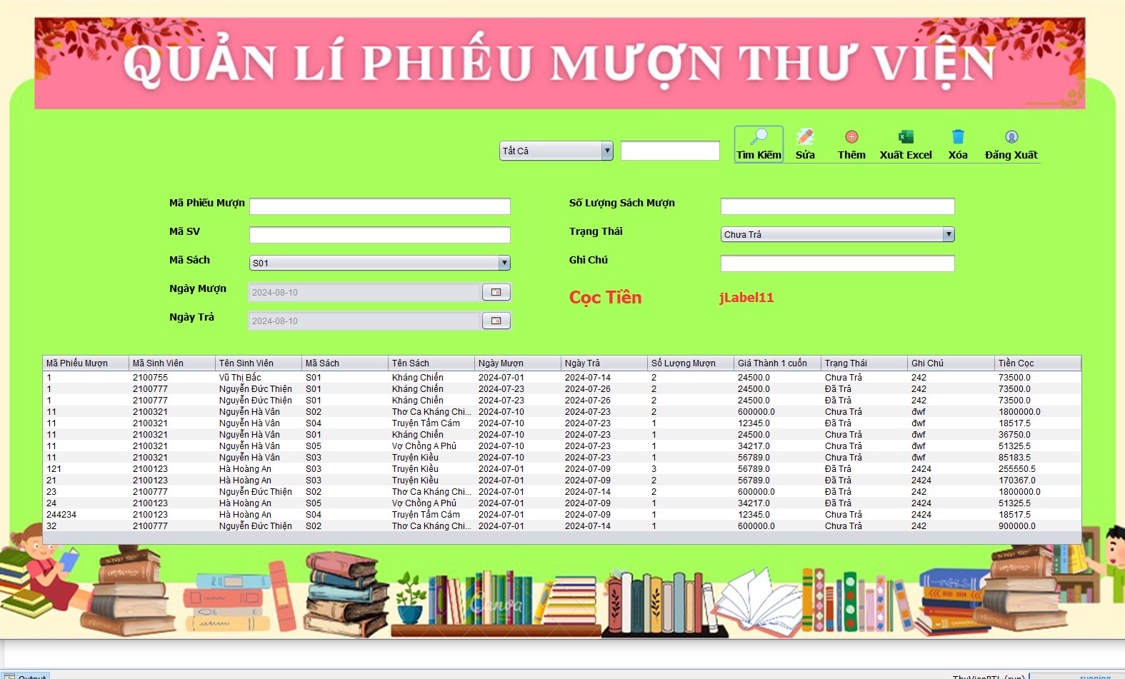 Đồ án + Báo Cáo + Slide phần mềm quản lí thư viện bằng JAVA SWING theo mô hình MVC và SQLSERVER đạt 9.5 điểm đầy đủ chức năng quản trị (có cả bản báo cáo và Slide)..