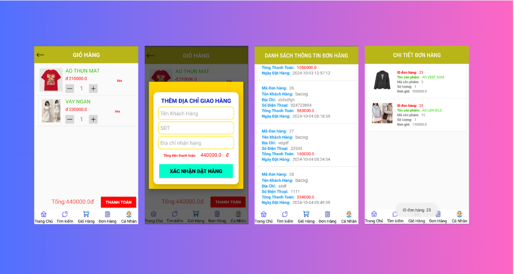 (ANDROID JAVA + SQLITE + BÁO CÁO WORD) App bán hàng android thời trang có đầy đủ chức năng quản trị và đặt hàng