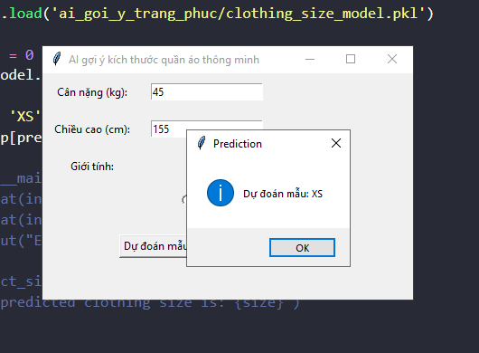 Source code AI Ứng dụng trí tuệ nhân tạo trong dự đoán kích thước quần áo phù hợp bằng python