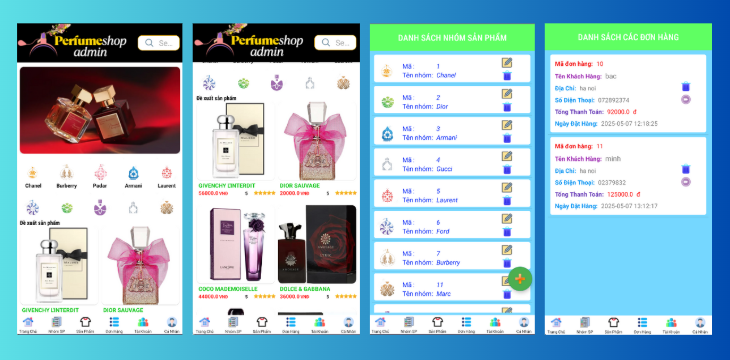 (ANDROID JAVA + SQLITE + BÁO CÁO WORD ) App bán hàng nước hoa đẹp android có đầy đủ chức năng quản trị và đặt hàng.