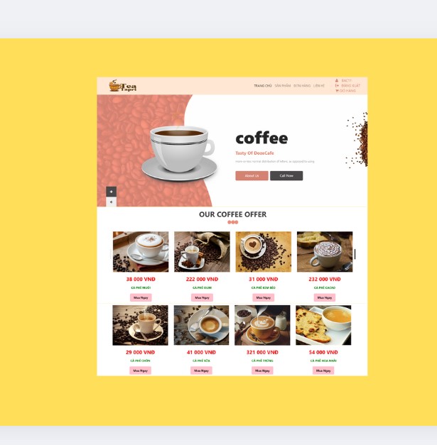 Đồ án + Báo Cáo website đặt cà phê bằng PHP & MYSQL đầy đủ chức năng quản trị và người dùng (kèm báo cáo WORD 60 trang đủ 7 loại UML)